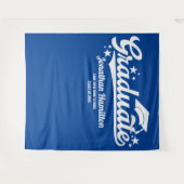 卒業式 青い背景 タペストリー (正面(横))