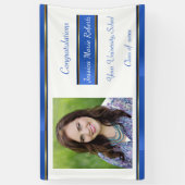 卒業式、青、カスタム写真、 横断幕 (縦)