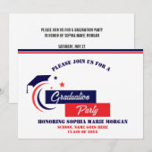 卒業式 青 赤 白 卒業のお知らせ 招待状 (正面/裏面)