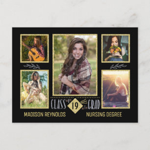 卒業式 高校 大学 卒業写真 コラージュ 案内ポストカード