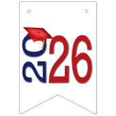 卒業式 2026 ネイビーブルーとレッド バンティングフラッグ (第3の旗)