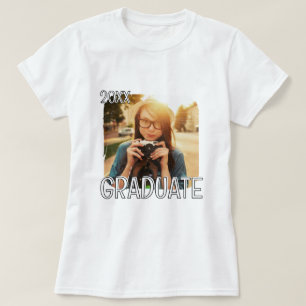 卒業式 20XX モダン シンプル カスタムフォト Tシャツ