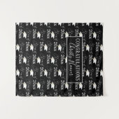 卒業式 CLASS OF スクリプト名 フォトプロップ ブラック タペストリー (正面(横))