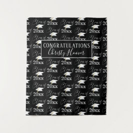 卒業式 CLASS OF スクリプト名 フォトプロップ ブラック タペストリー