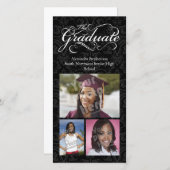 卒業式 Elegant Black 卒業 案内状 (正面/裏面)