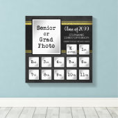 卒業式 | K-12写真 |ブラック&金ゴールド キャンバスプリント (インサイチュ (ウッドフロア))