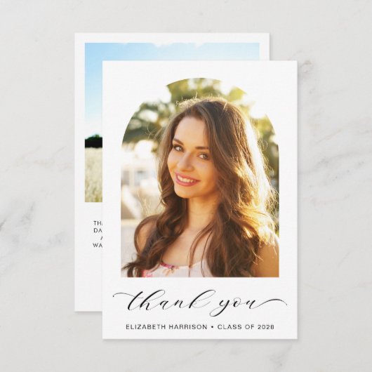 卒業式Arch写真ありがとう サンキューカード (正面/裏面)