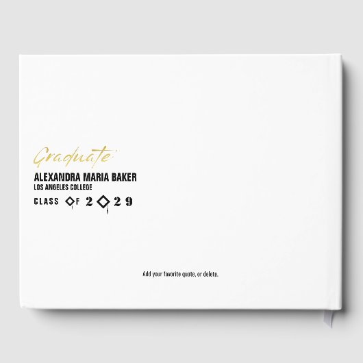 卒業式Bashパーティーサインイン白黒 ゲストブック (裏面)