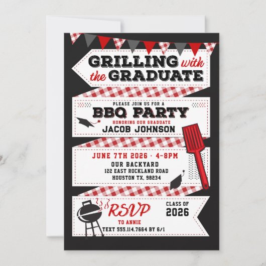 卒業式BBQパーティの招待状グラードパーティー 招待状 (正面)