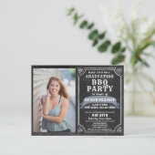 卒業式BBQパーティーシャルボードフォト招待状 ポストカード (スタンド正面)