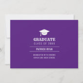 卒業式BBQパーティーフォトパープルホワイトグラードキャップ 案内状 (裏面)