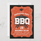 卒業式BBQパーティー素朴ウォールバックヤードアウトドア 招待状 (正面)