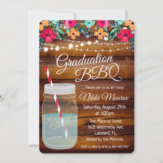 卒業式BBQメイスンジャー招待状 招待状 (正面)