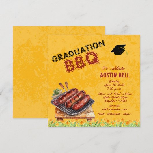 卒業式BBQ招待状 招待状 (正面/裏面)