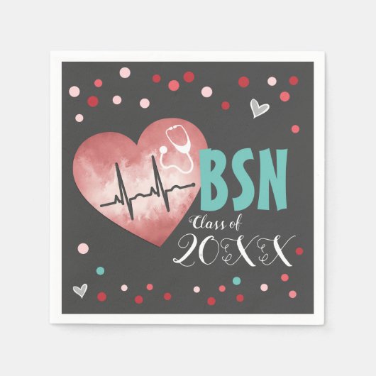 卒業式BSN看護学位クラス スタンダードカクテルナプキン (正面)