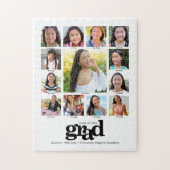 卒業式K-12フォトコラージュモダン白黒 ジグソーパズル (縦)