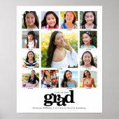 卒業式K-12フォトコラージュモダン白黒 ポスター (正面)