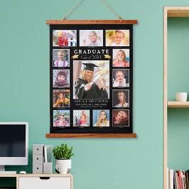 卒業式K-12フォトコラージュ大学院キープサケ 吊り下げ型タペストリー
