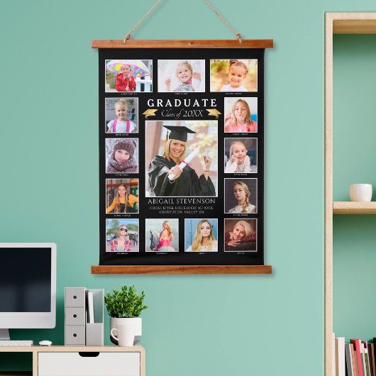 卒業式K-12フォトコラージュ大学院キープサケ 吊り下げ型タペストリー