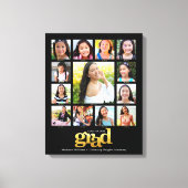 卒業式K-12フォトコラージュ黒モダン金ゴールド キャンバスプリント (正面)