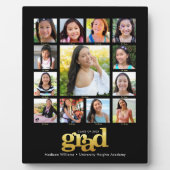 卒業式K-12フォトコラージュ黒モダン金ゴールド フォトプラーク (正面)