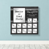 卒業式K-12写真黒&シルバー記念 キャンバスプリント (インサイチュ (ウッドフロア))