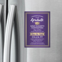 卒業式Save the Date エレガント Purple White金ゴールド