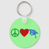 卒業式Tシャツと卒業式ギフトを愛する平和 キーホルダー (正面)