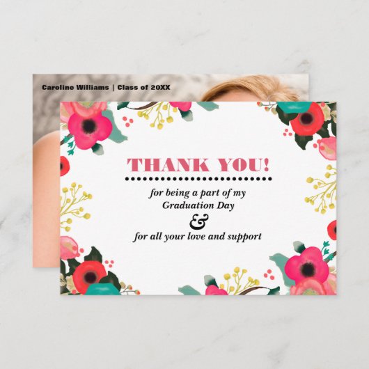 卒業式Thank Youフォトカード 招待状 (正面/裏面)