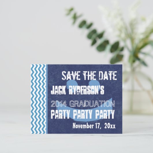 卒業式V10P任意のモダン年を保存 案内ポストカード (スタンド正面)