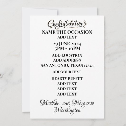 卒業式VIP受付 招待状 (裏面)