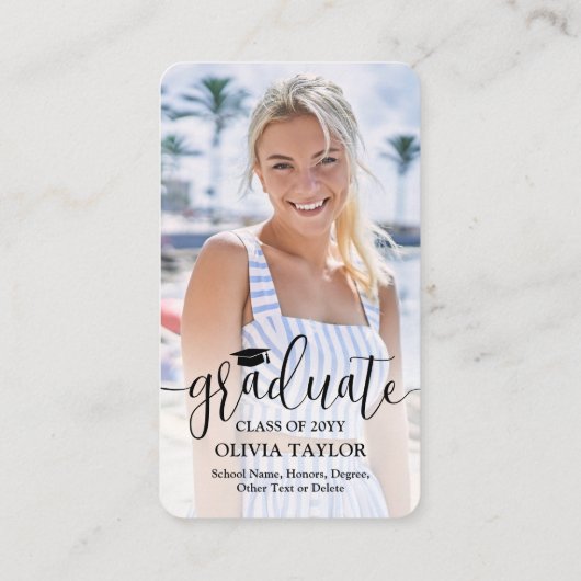 卒業式WebサイトQRコードモダン卒業写真 エンクロージャーカード (裏面)