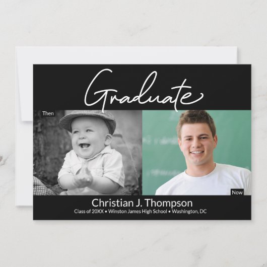 卒業当時と現在の高校卒業写真 案内状 (正面)