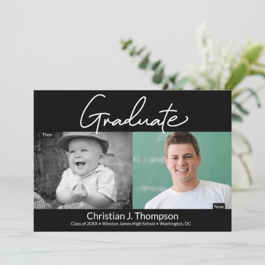 卒業当時と現在の高校卒業写真 案内状 (スタンド正面)