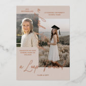 卒業後と今の写真コラージュのお知らせ 箔招待状 (正面)