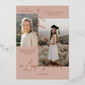 卒業後と今の写真コラージュのお知らせ 箔招待状 (正面)