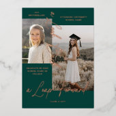 卒業後と今の写真コラージュのお知らせ 箔招待状 (正面)