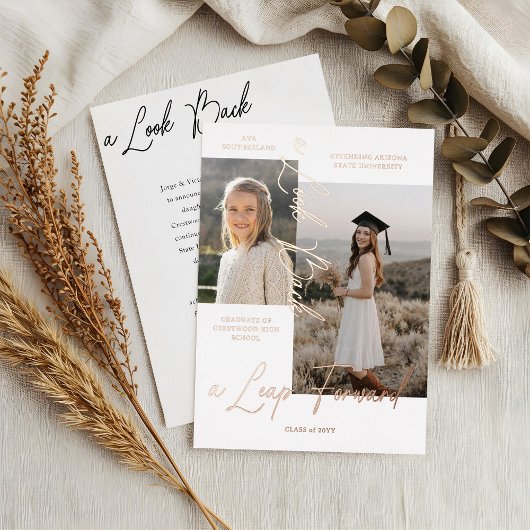 卒業後と今の写真コラージュのお知らせ 箔招待状