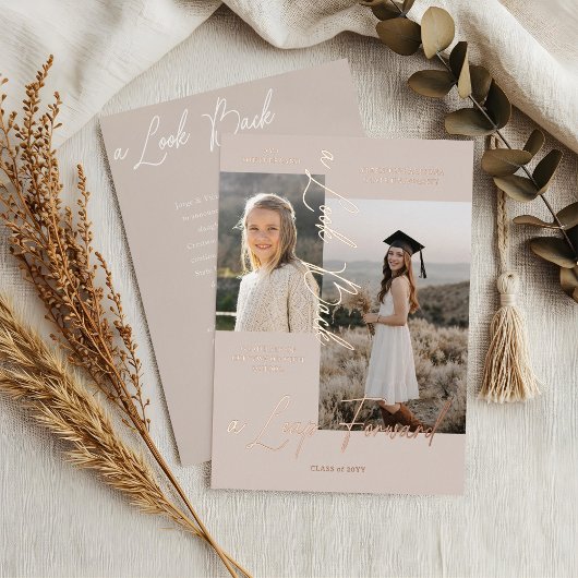 卒業後と今の写真コラージュのお知らせ 箔招待状