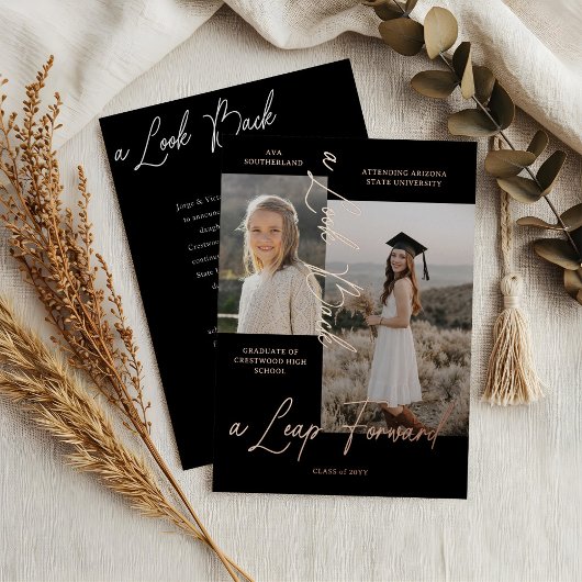 卒業後と今の写真コラージュのお知らせ 箔招待状