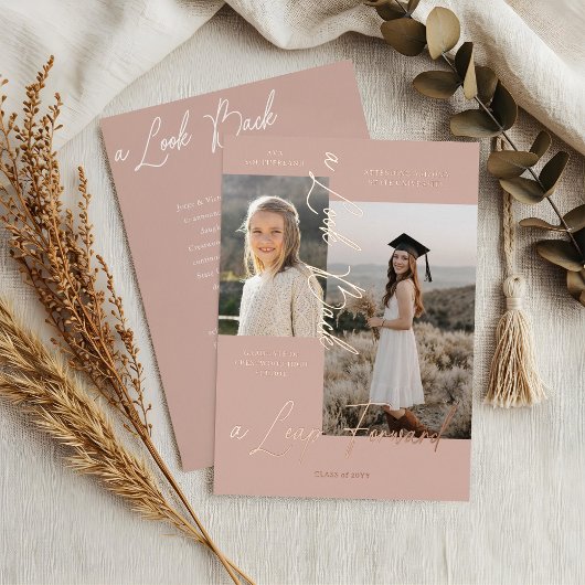 卒業後と今の写真コラージュのお知らせ 箔招待状