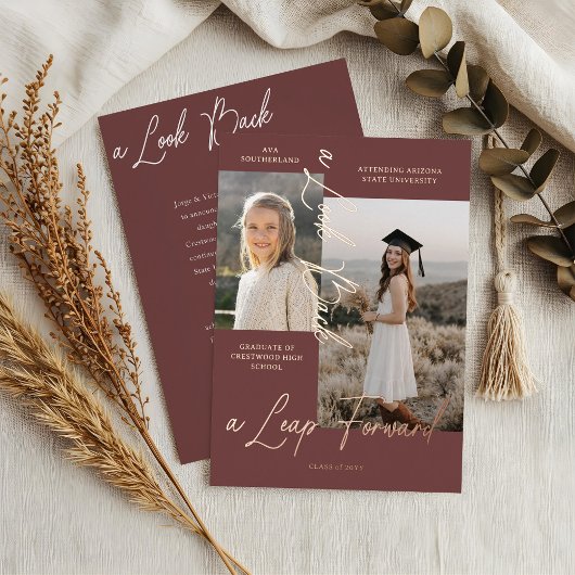 卒業後と今の写真コラージュのお知らせ 箔招待状