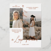 卒業後と今の写真コラージュのお知らせ 箔招待状 (正面)