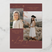 卒業後と今の写真コラージュのお知らせ 箔招待状 (正面)