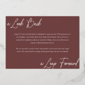 卒業後と今の写真コラージュのお知らせ 箔招待状 (裏面)