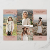 卒業後と今の写真コラージュのお知らせ 箔招待状 (正面)