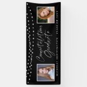 卒業後と今の写真ストリングライトブラック 横断幕 (縦)