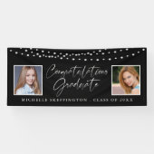 卒業後と今の写真ストリングライトブラック 横断幕 (横)