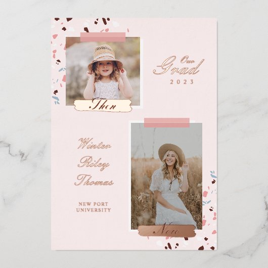 卒業後と今2写真卒業テラッツォ 箔招待状 (正面)