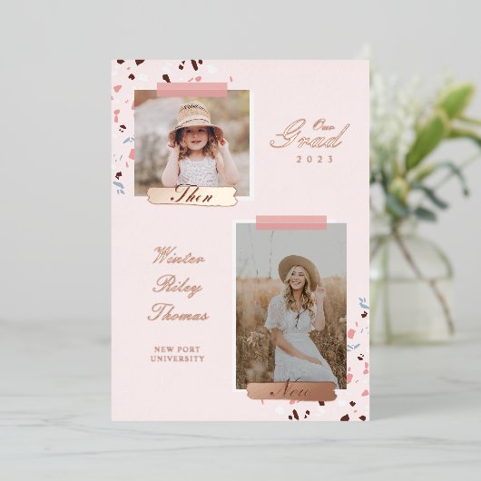 卒業後と今2写真卒業テラッツォ 箔招待状 (立ち正面)